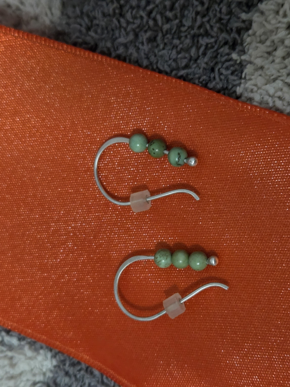 Green Beaded Hook Earrings - Unbranded